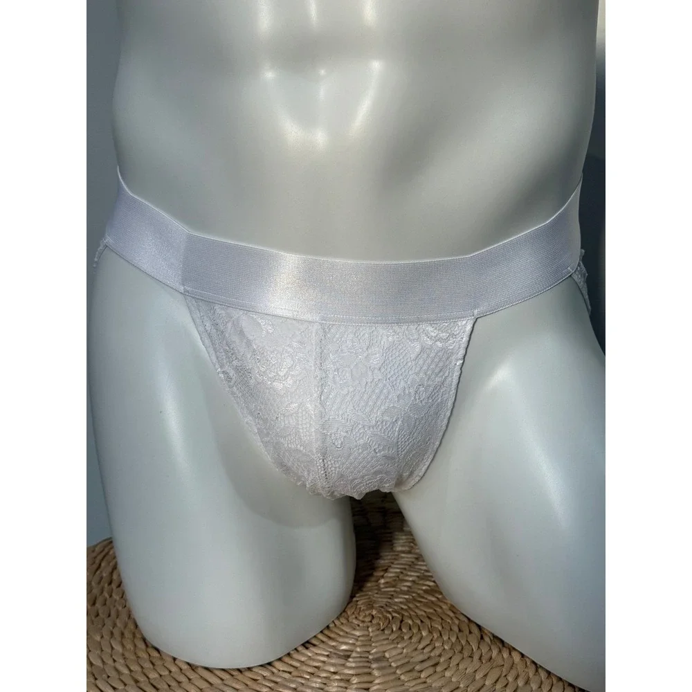 Cosabella Never Say Never Mens Sports Brief White Lace Underwear size XL NWT